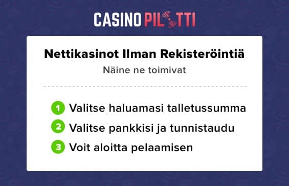 Nettikasinot ilman rekisteröitymistä